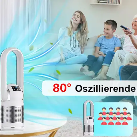 Multifunktionell Smart Home HEPA-filterluftrenare med bladlös värmare och kylfläkt